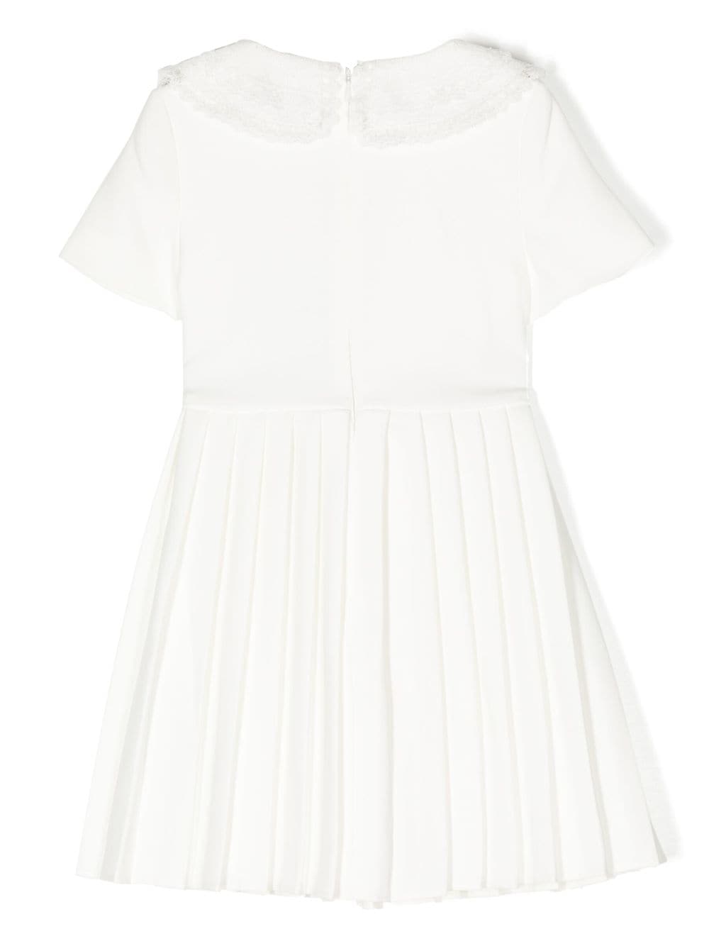 Shop Self-portrait Bow-detail Bib-collar Dress In White