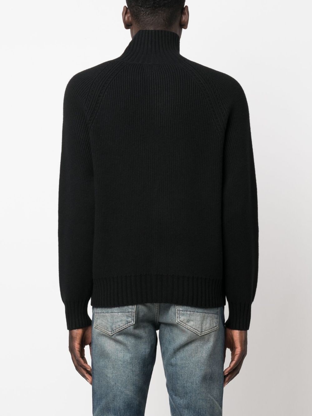 Shop Tom Ford Zip-up Ribbed Cardigan In Black