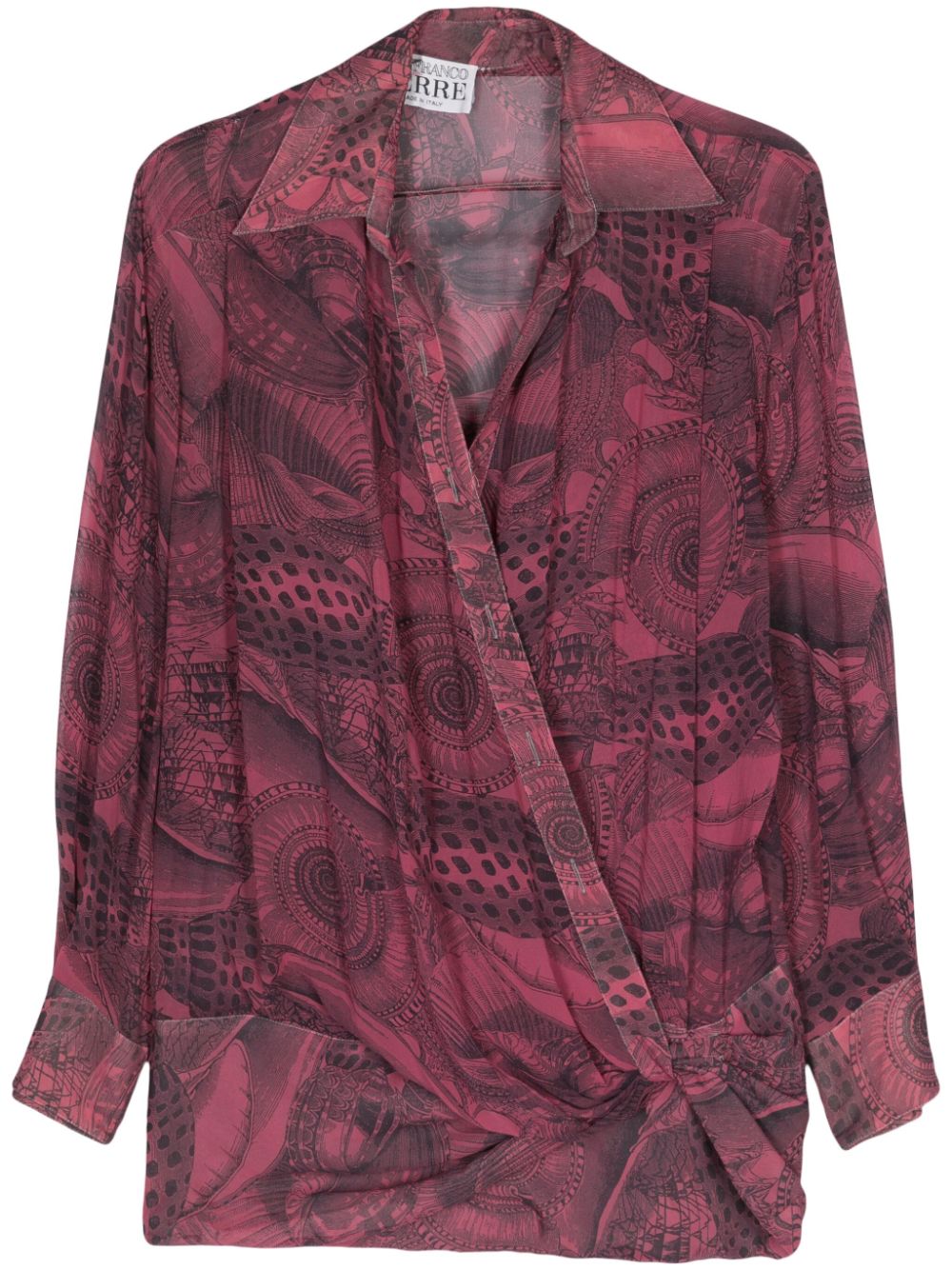 Pre-owned Gianfranco Ferre 2000s Graphic-print Silk Shirt In Pink