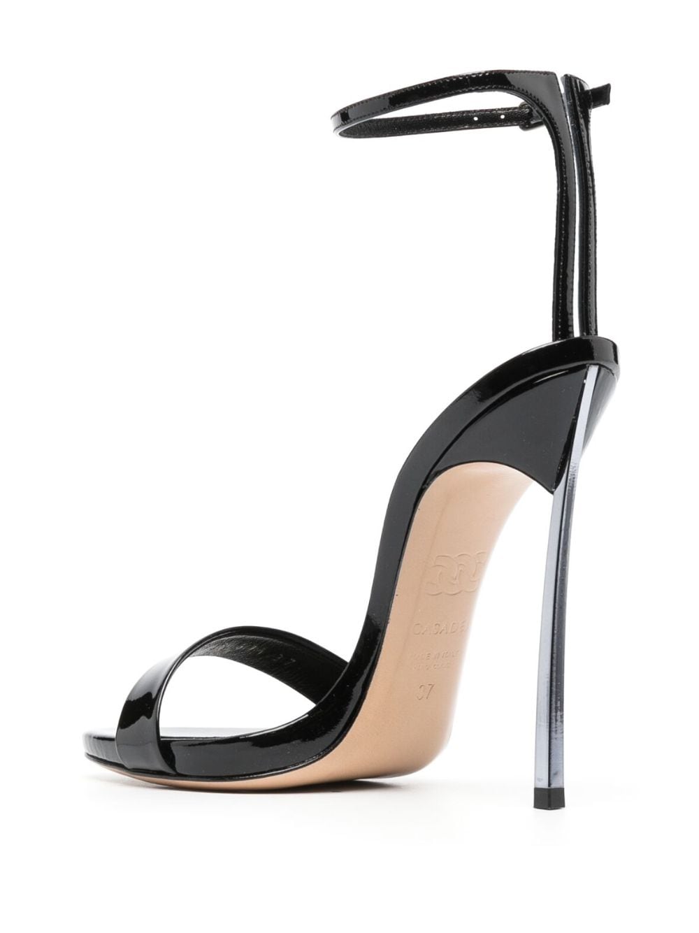 Shop Casadei Blade 120mm Patent-finish Sandals In Black