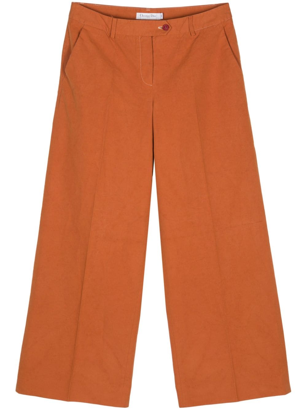 Pre-owned Dior 2000s Pressed-crease Wide Trousers In Orange