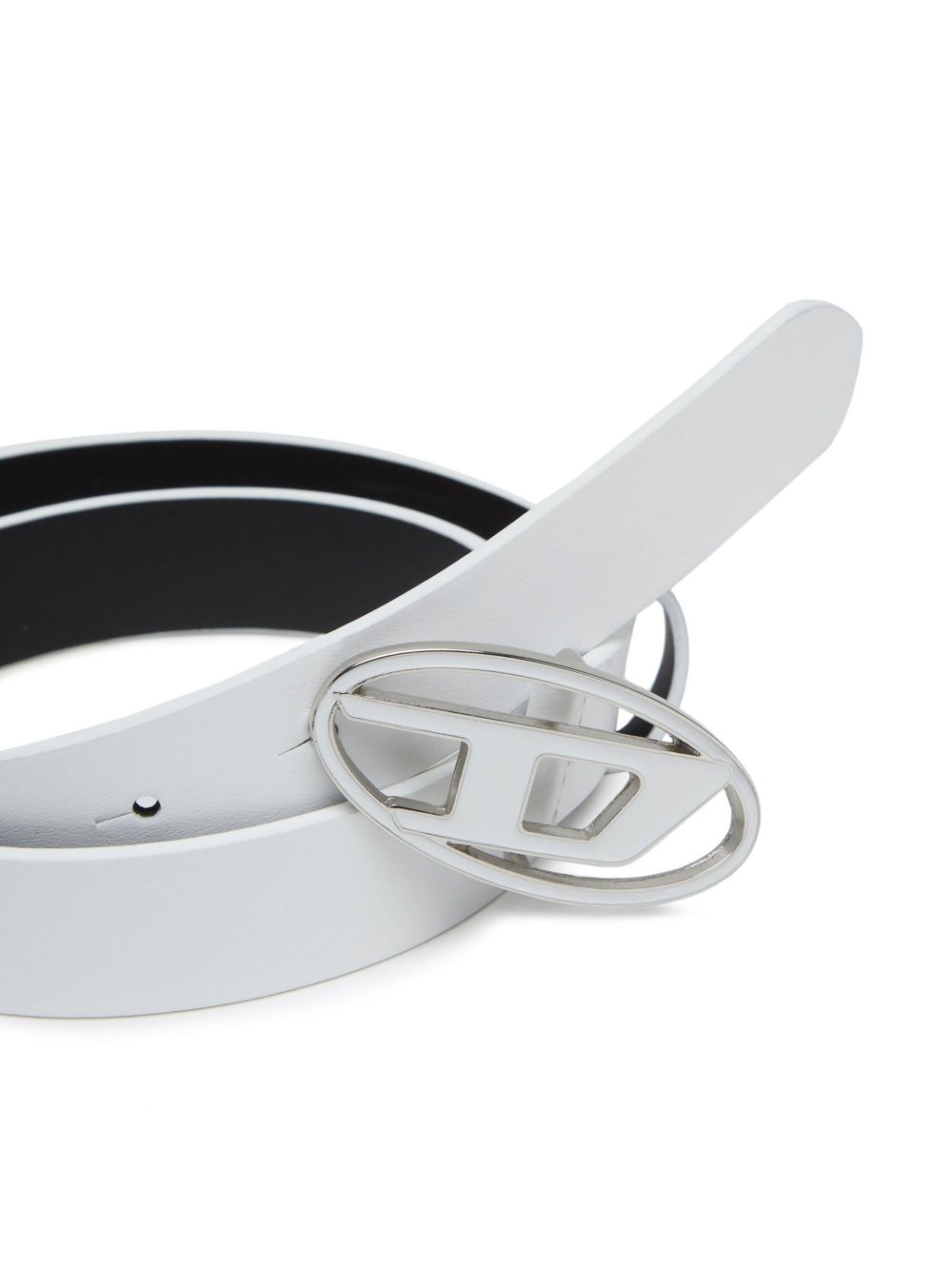 Shop Diesel 1dr Logo-buckle Leather Belt In White