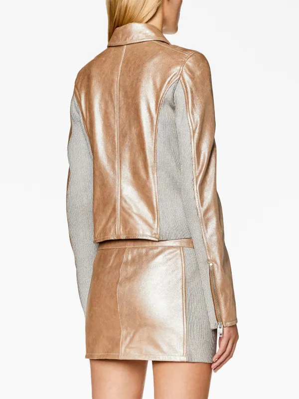 Gold metallic leather jacket sales