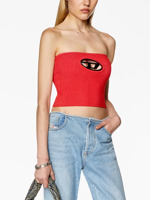 Women's Tube top with giant logo plaque