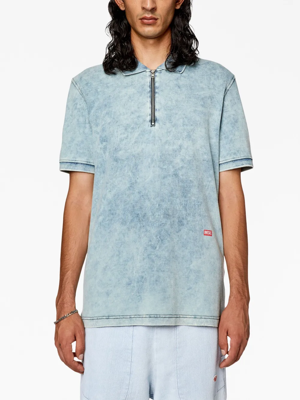 Diesel T-Smith-Zip acid-washed polo shirt | Smart Closet