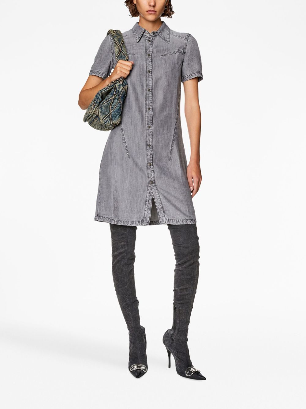 Diesel De-Shirty buttoned shirtdress - Grijs