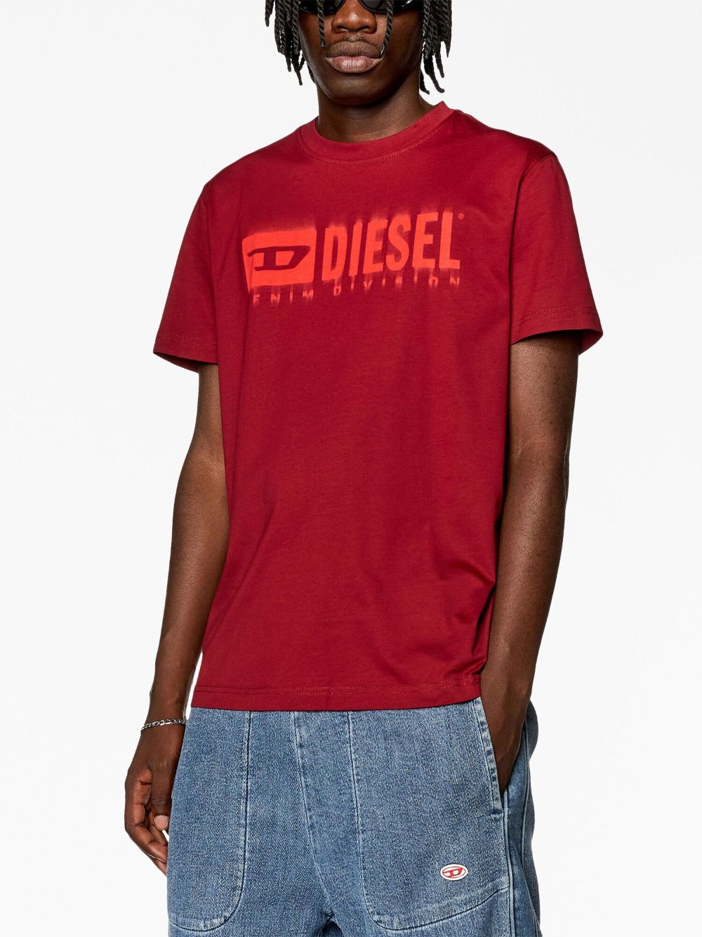 Shop Diesel T-diegor-l6 Cotton T-shirt In Red