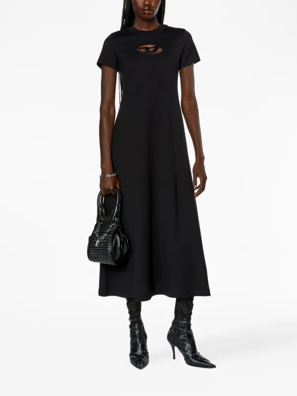 【DIESEL】D-Alin-Od Diesel D-Alin-Od cut-out Cotton Midi Dress | Black | FARFETCH