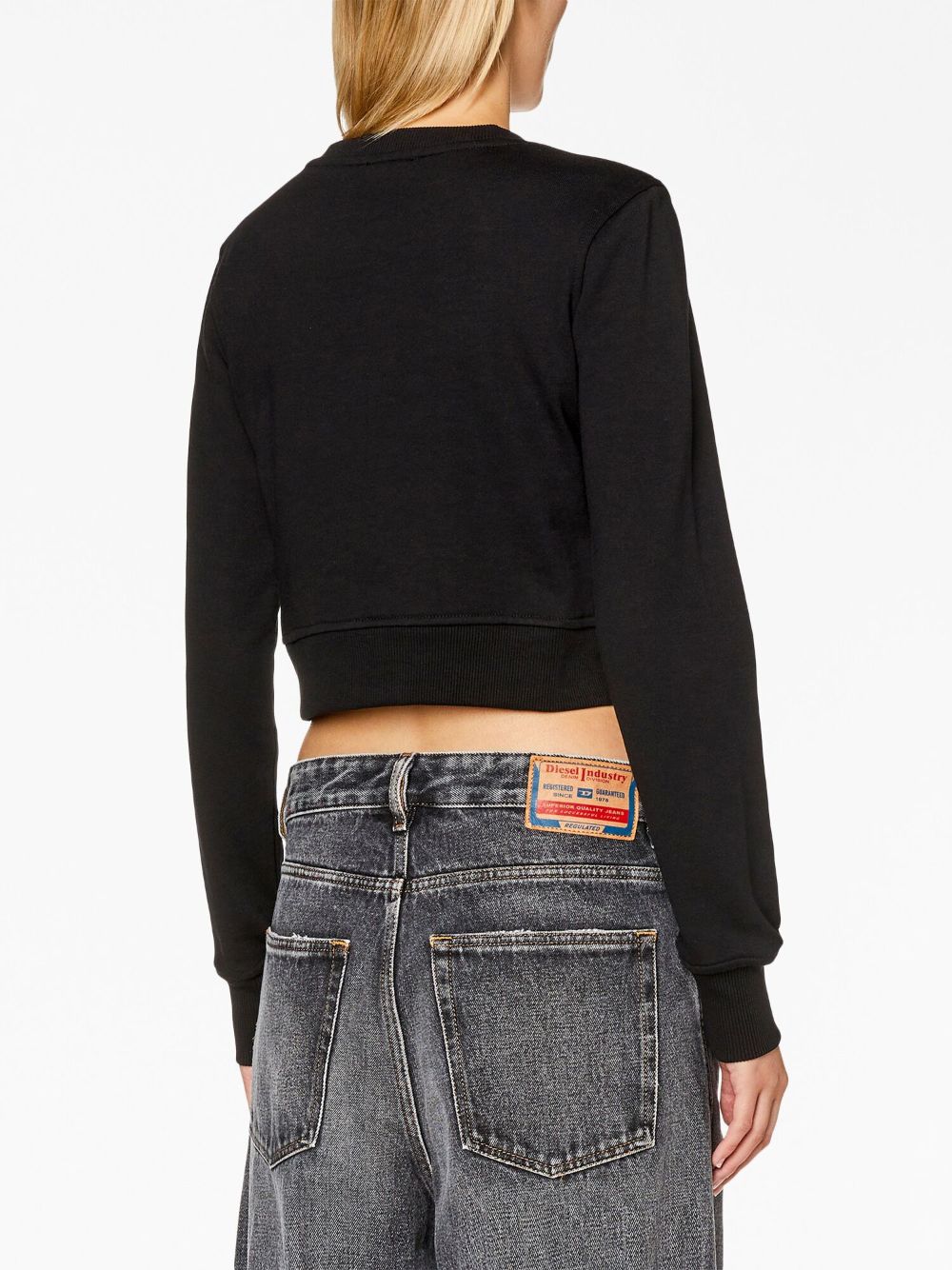 Shop Diesel F-slimmy-od Cut-out Cropped Sweatshirt In Black