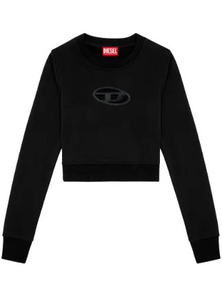 DIESEL クロップドスウェット トレーナー F-SLIMMY-OD Diesel F-Slimmy-Od クロップド スウェットシャツ | ブラック