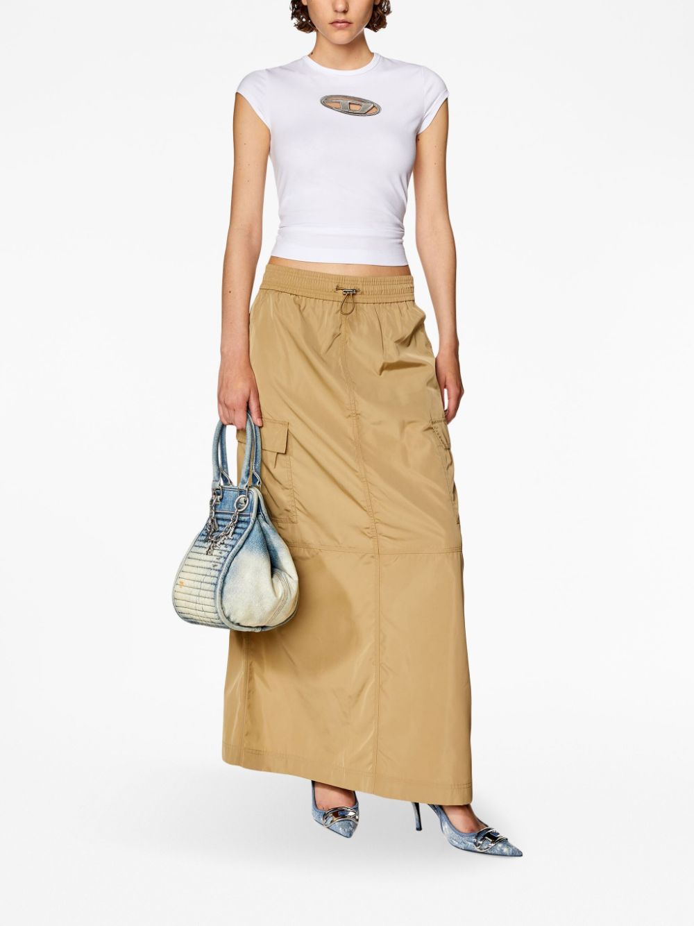 Diesel drawstring cargo maxi skirt - Beige