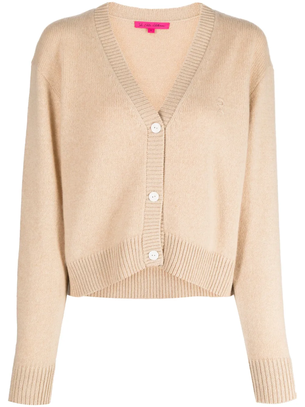 The Elder Statesman Tes Boxy Cashmere Cardigan In Khaki