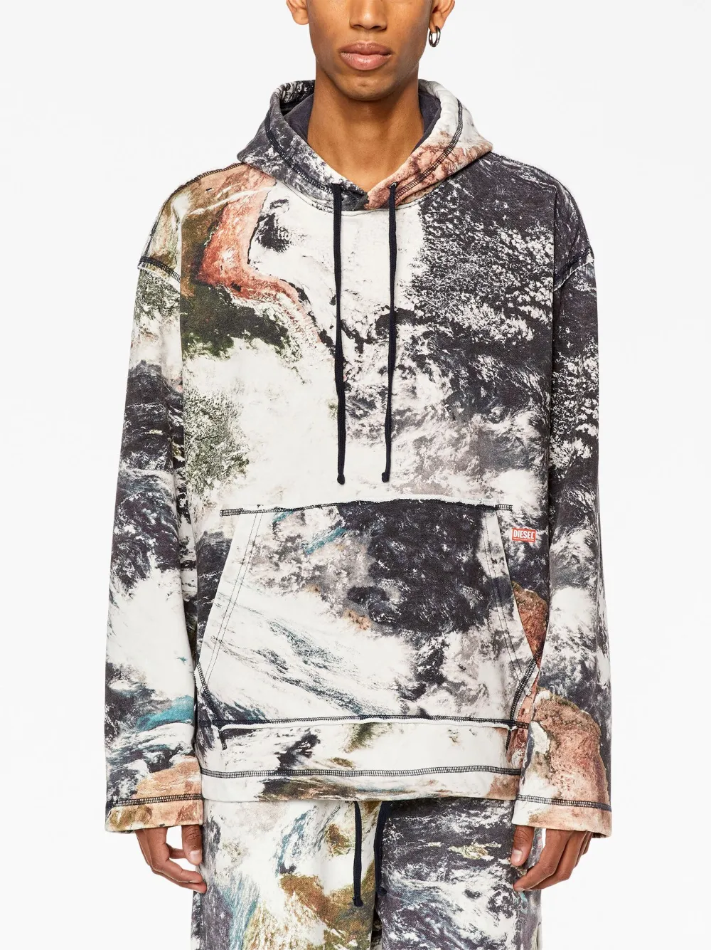 Diesel graphic-print long-sleeve Hoodie - Farfetch