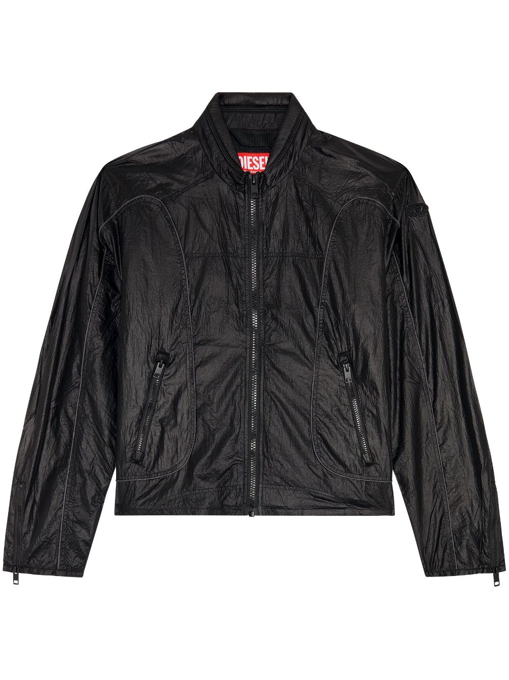 Diesel Logo-patch Zipped Jacket In Black