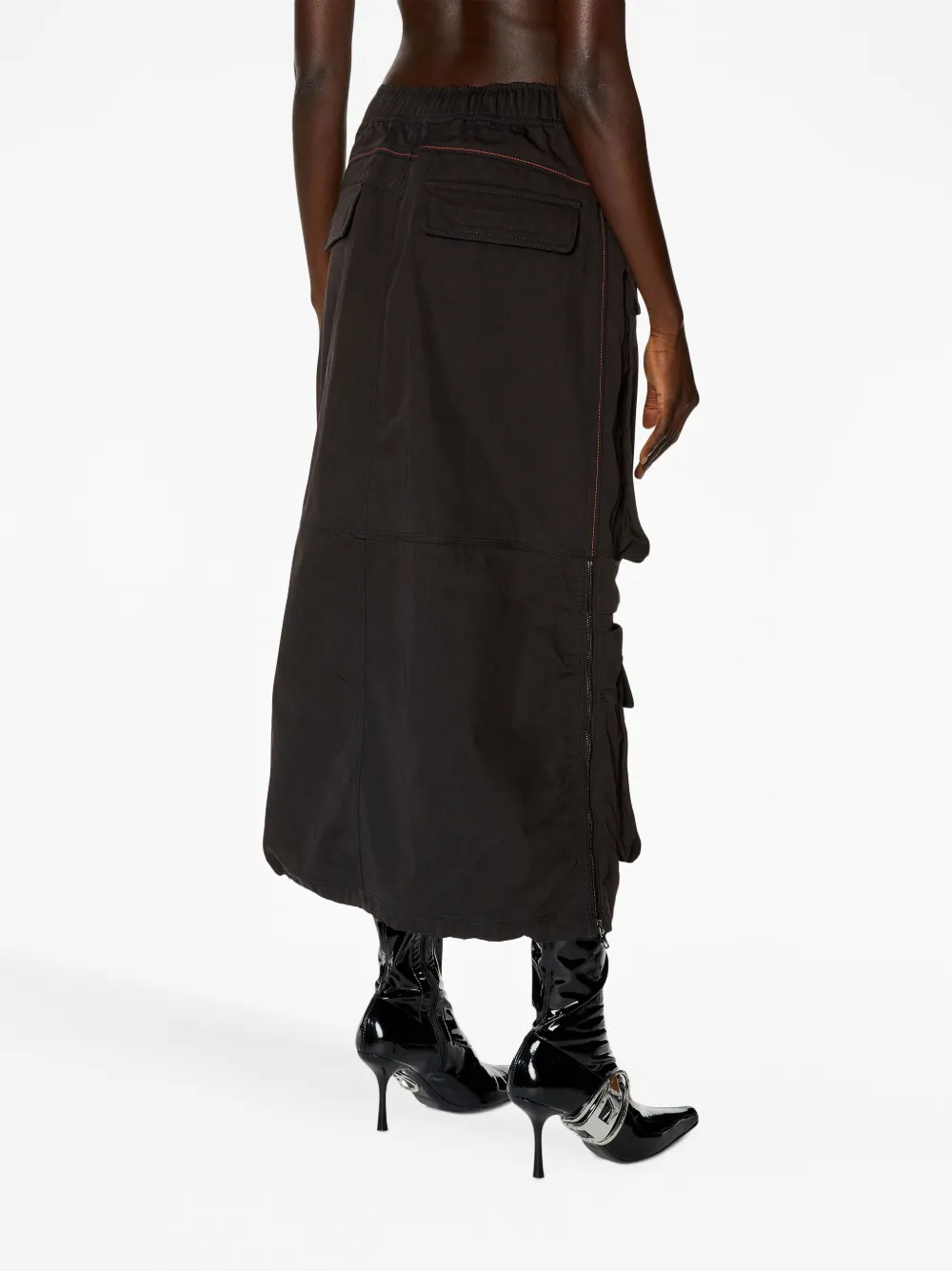 Shop Diesel O-mirt Cargo-pocket Elasticated Midi Skirt In Black