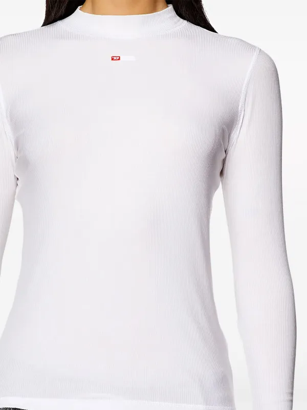 【DIESEL】T-Mokky-Ls-Microdiv Diesel T-Mokky-Ls-Microdiv mock-neck Top | White | FARFETCH