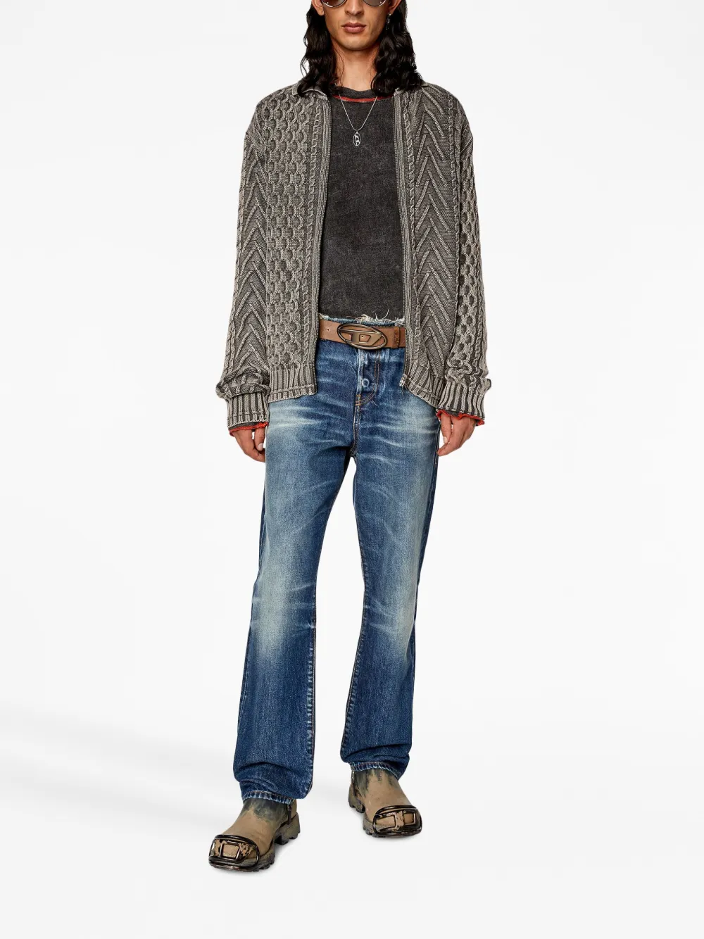 Diesel Jas met stonewashed-effect - Beige