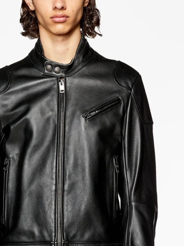 Diesel Pocket Leather Biker Jacket - Farfetch