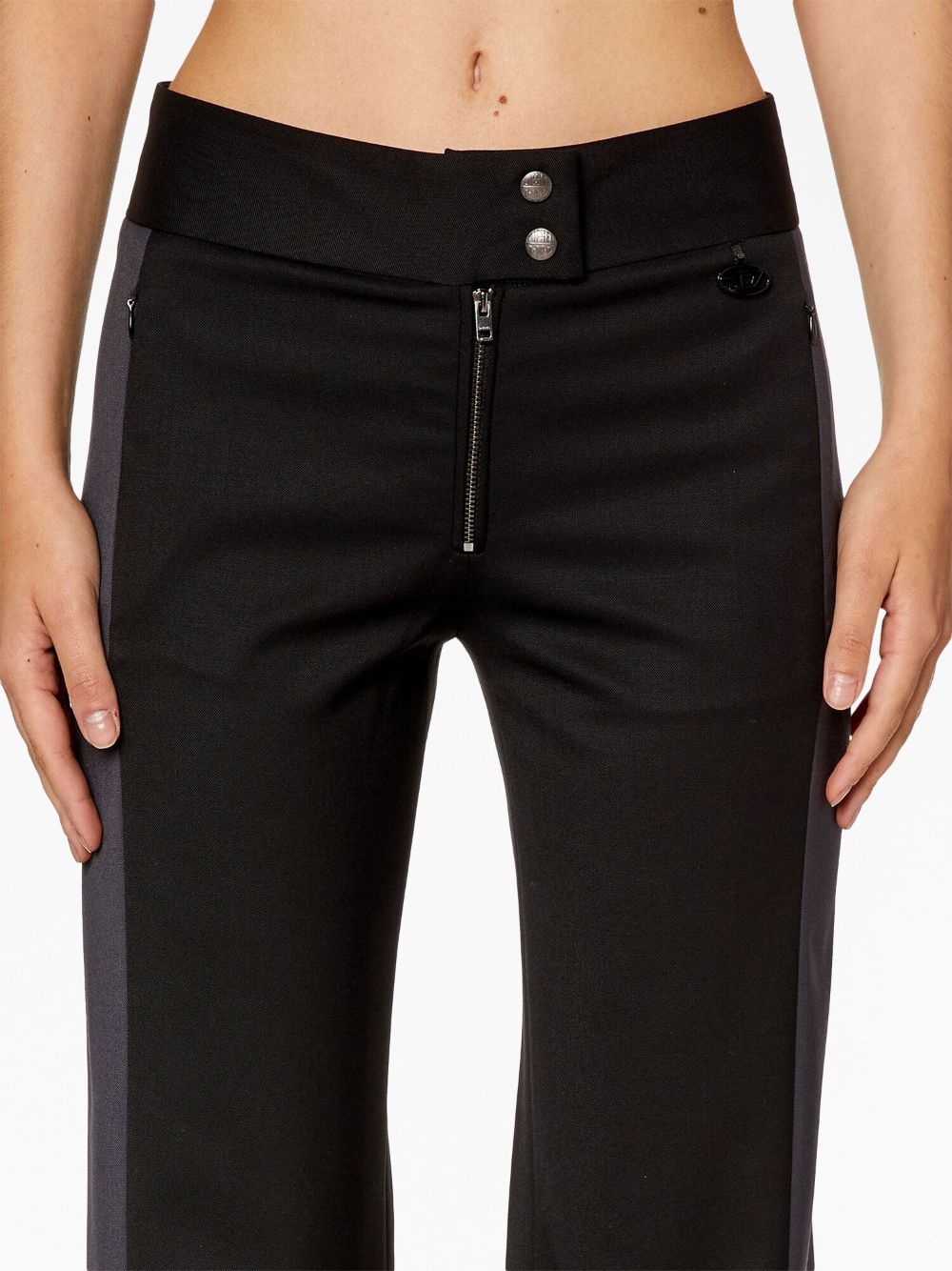 Shop Diesel P-pritha Flared Trousers In Black