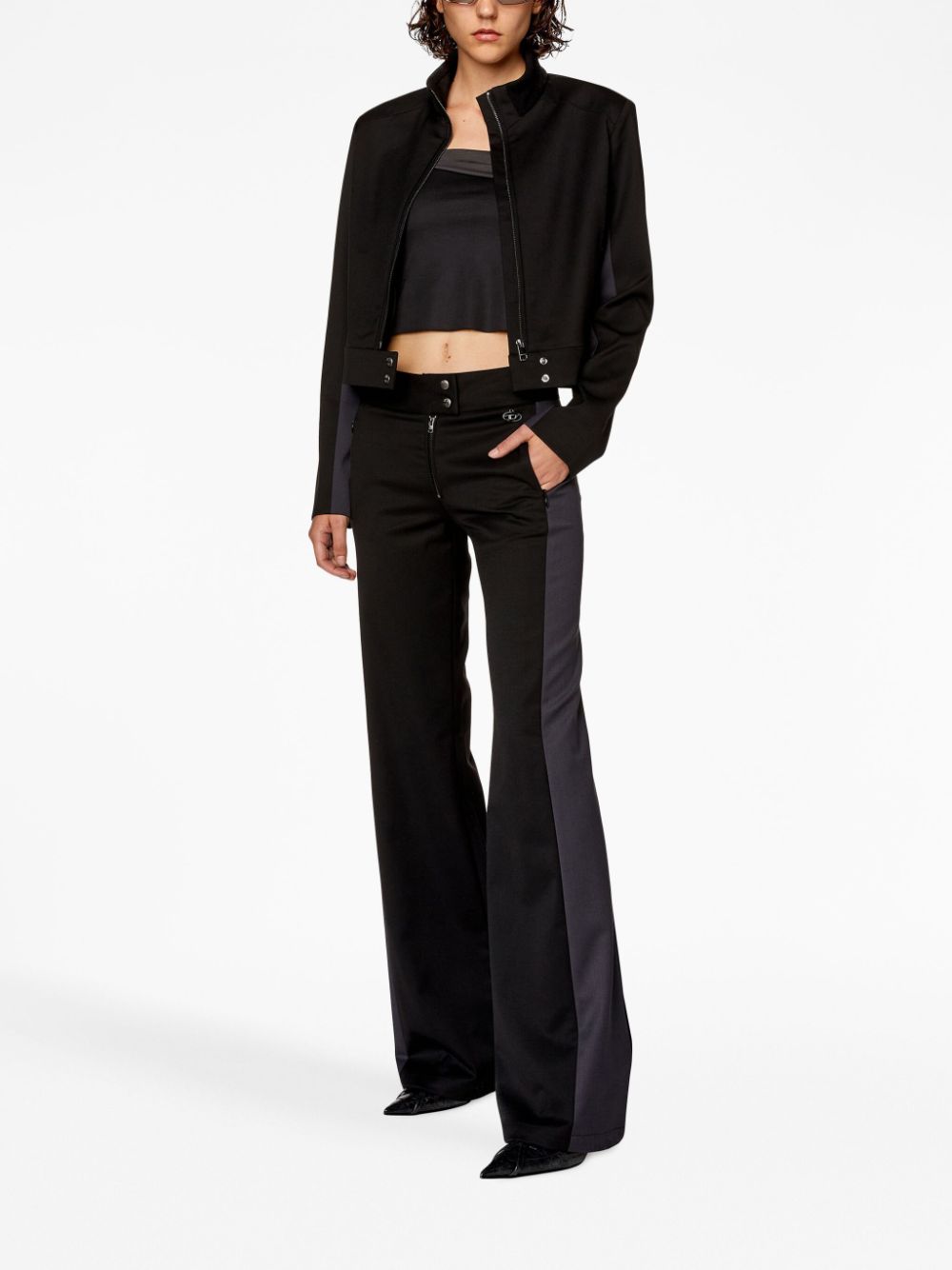Shop Diesel P-pritha Flared Trousers In Black