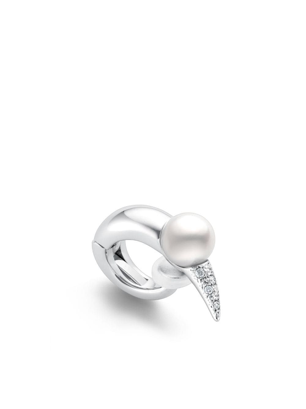Image 2 of TASAKI 18kt white gold Collection Line Danger Horn Plus pearl and diamond ear cuff