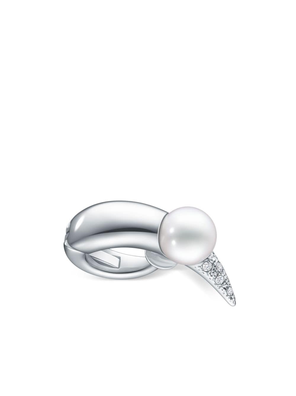 Image 1 of TASAKI 18kt white gold Collection Line Danger Horn Plus pearl and diamond ear cuff