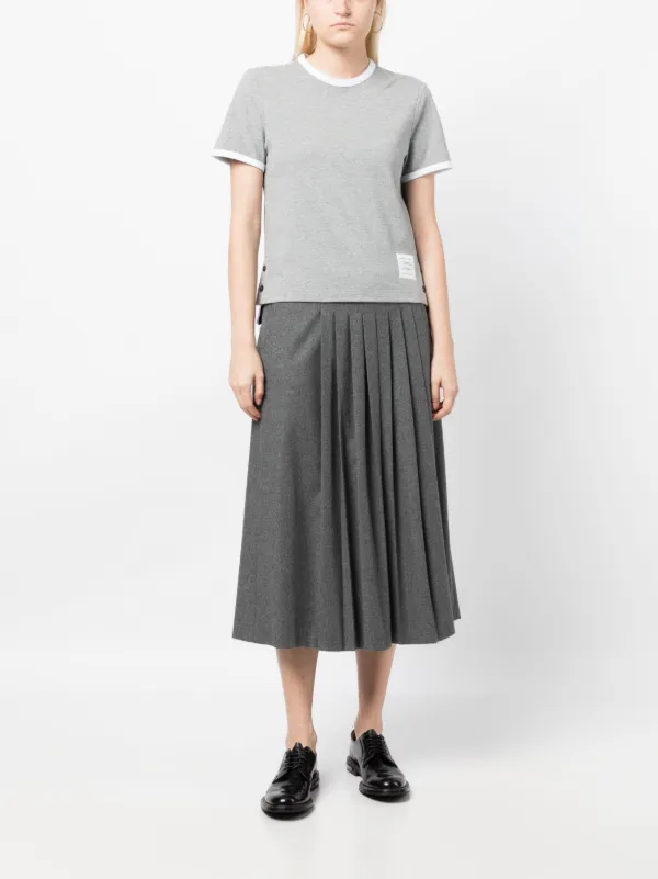 Thom Browne RWB-stripe logo-patch T-shirt | Grey | FARFETCH