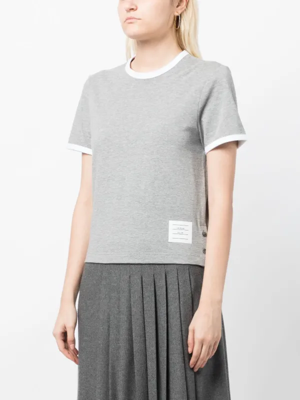 Thom Browne RWB-stripe logo-patch T-shirt | Grey | FARFETCH