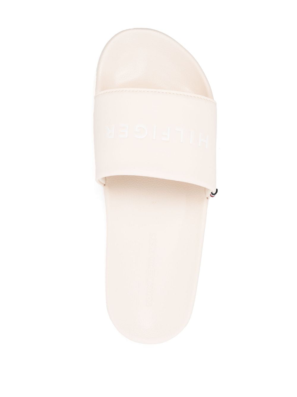 Shop Tommy Hilfiger Logo-debossed Slides In Neutrals