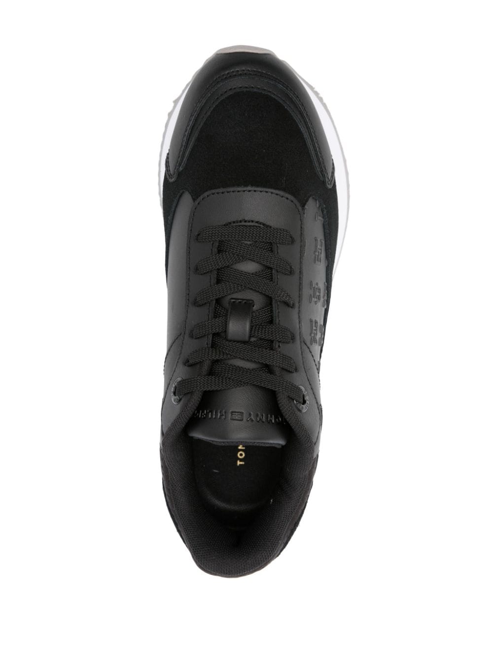 Shop Tommy Hilfiger Elevated Logo-embossed Sneakers In Black