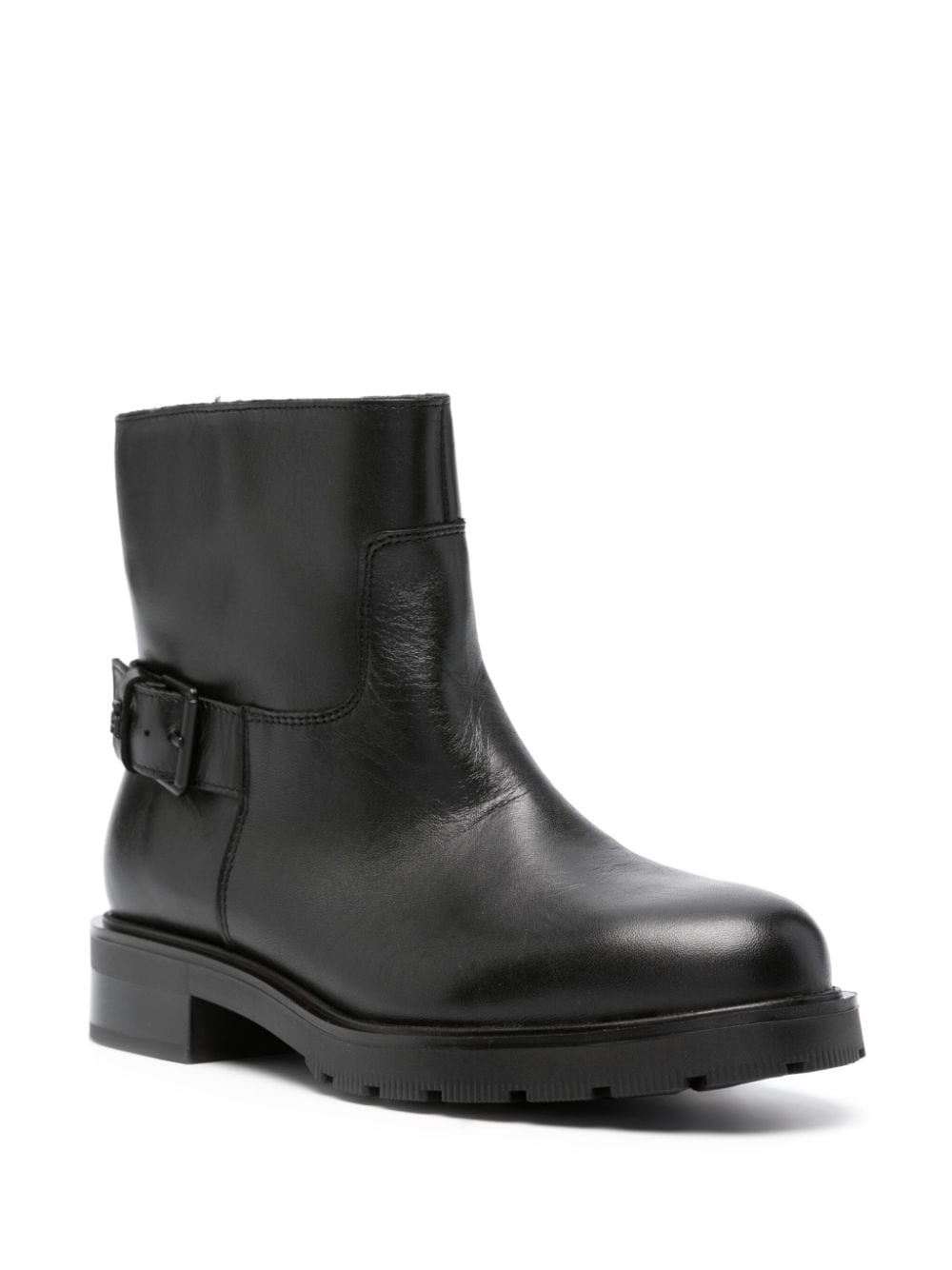 Shop Tommy Hilfiger Almond-toe Leather Ankle Boots In Black