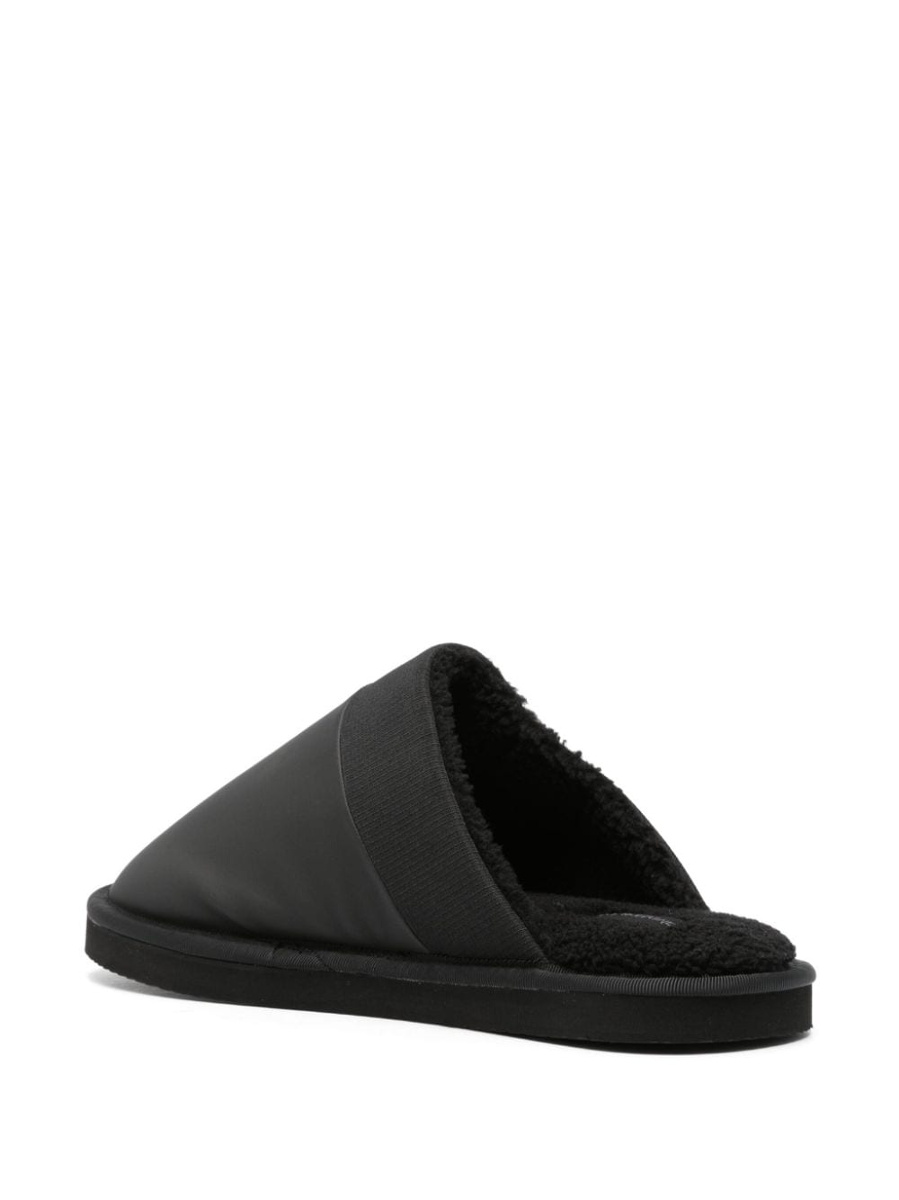Shop Calvin Klein Jeans Est.1978 Logo-patch Faux-shearling Slippers In Black