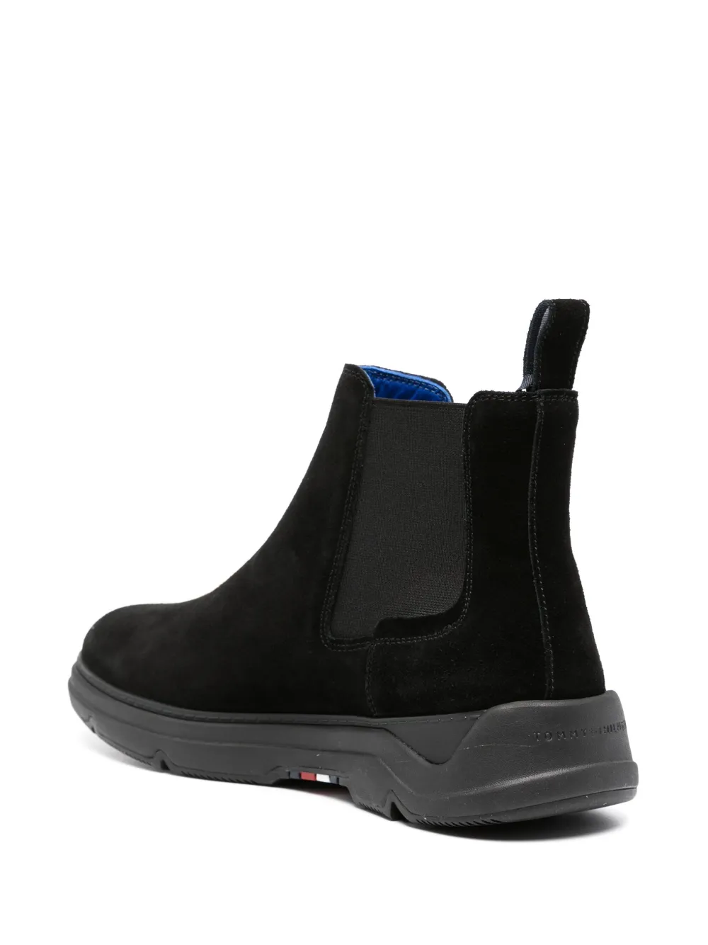 Shop Tommy Hilfiger Logo-plaque Leather Boots In Black