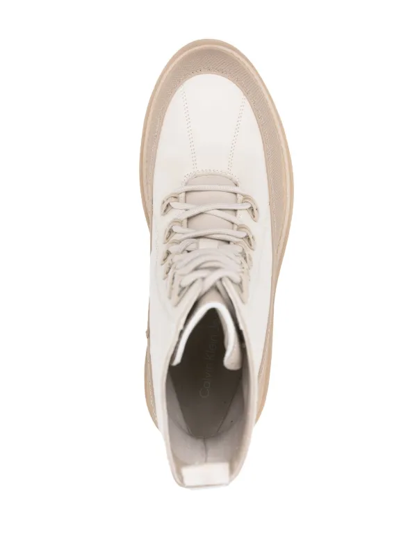 Calvin Klein Jeans logo-debossed Leather Boots Neutrals FARFETCH IN