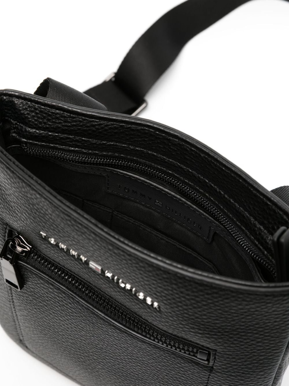 Shop Tommy Hilfiger Central Faux-leather Messenger Bag In Black