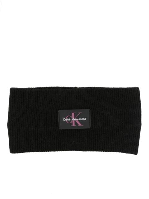 Calvin Klein Jeans logo-patch ribbed-knit headband