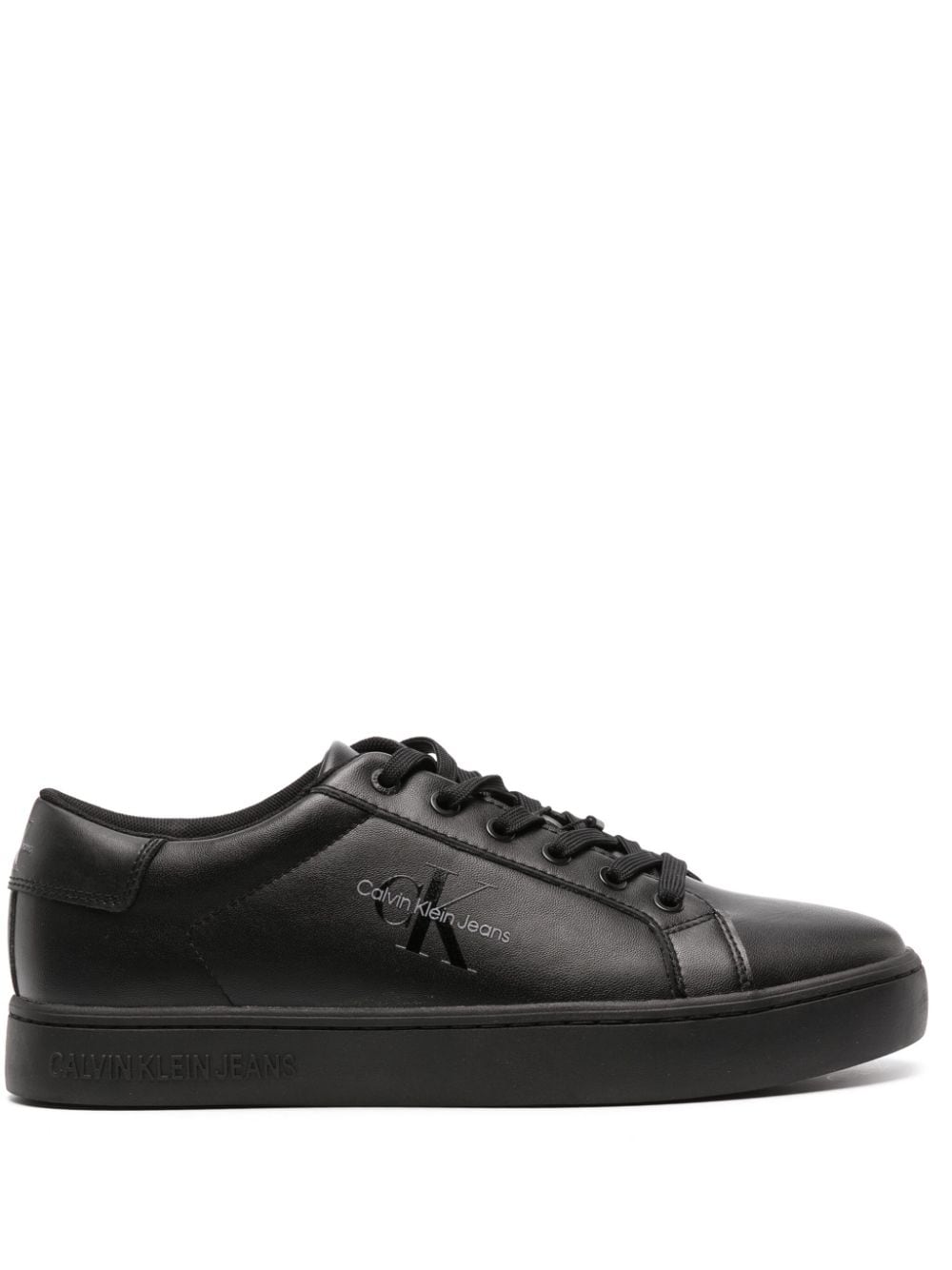 Image 1 of Calvin Klein Jeans logo-embossed leather sneakers