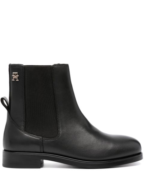 Tommy Hilfiger logo-plaque leather ankle boots