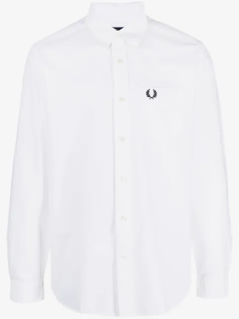 Fred Perry logo刺绣棉衬衫 