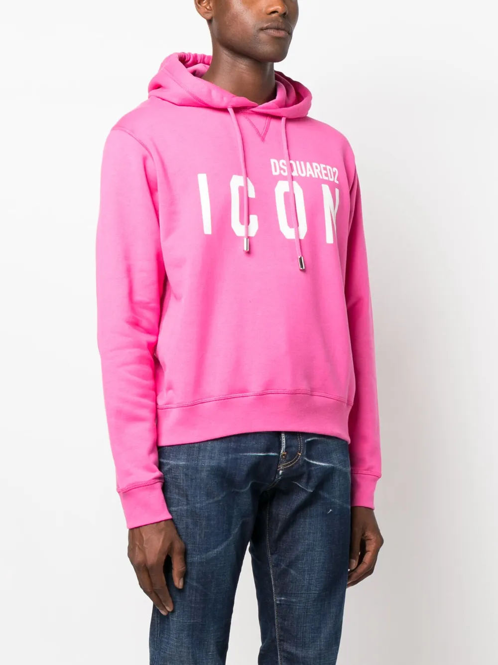 DSQUARED2 Icon-print Cotton Hoodie | Pink | FARFETCH