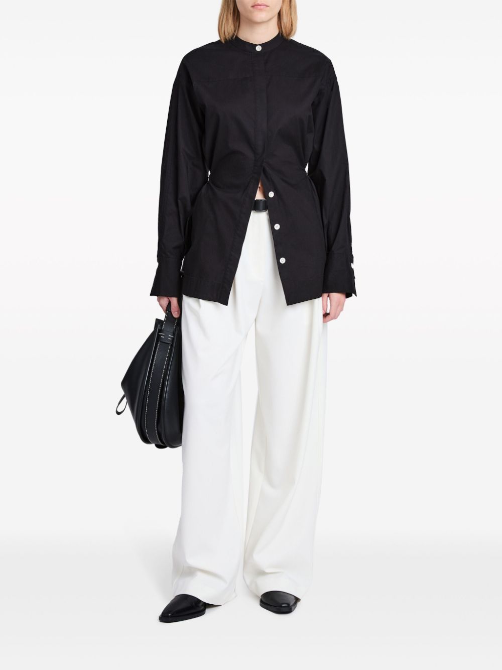 Shop Proenza Schouler White Label Drawstring Long-sleeve Shirt In 黑色