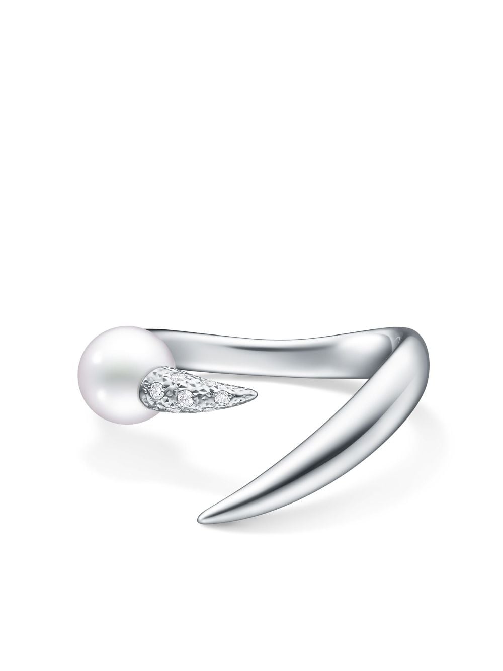 Tasaki 18kt Collection Line Weissgoldring In Silver