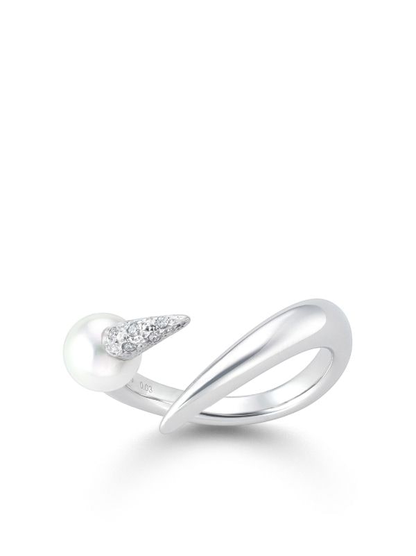 TASAKI 18kt White Gold Collection Line Danger Diamond Ring - Silver