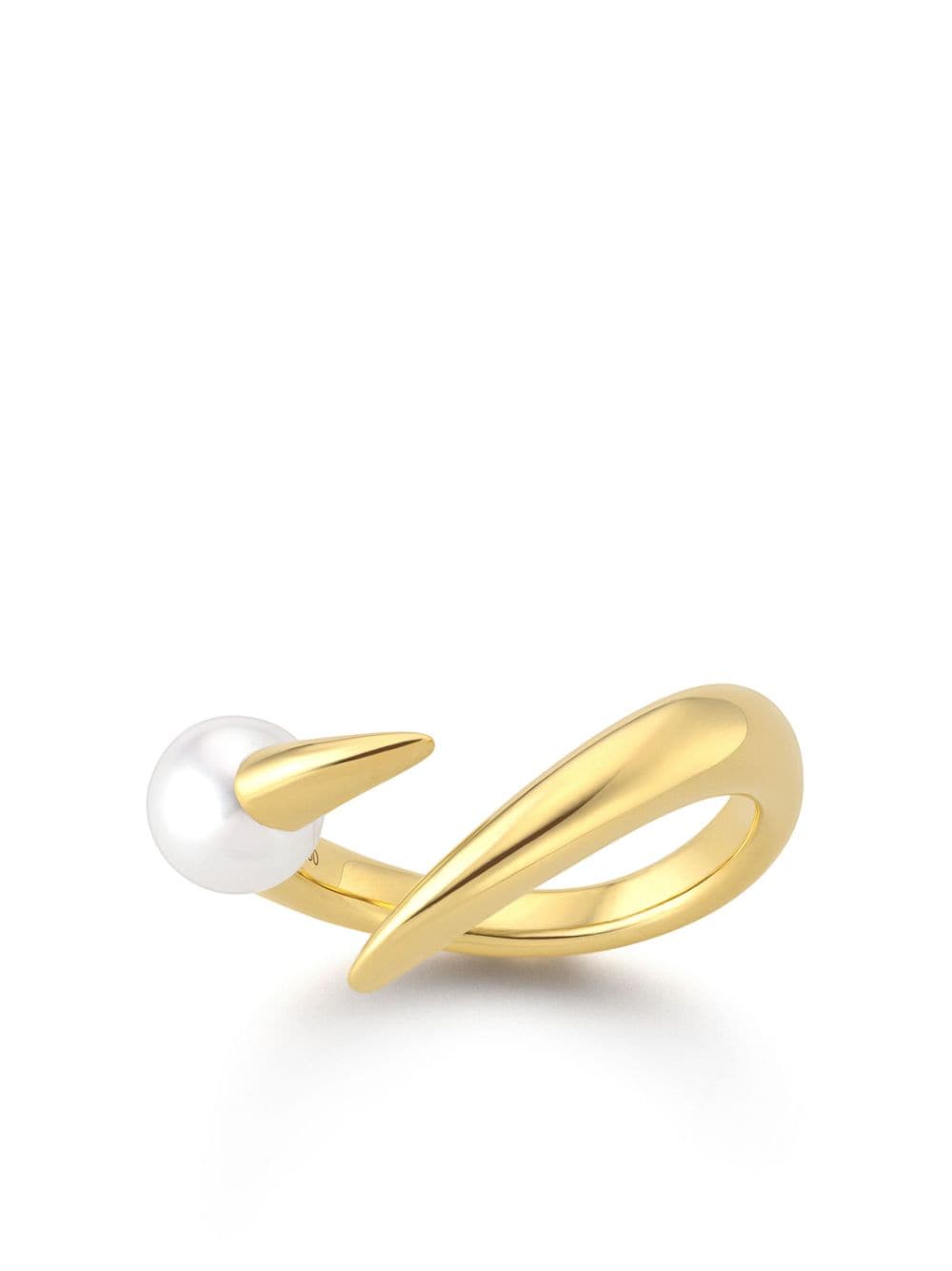 Shop Tasaki 18kt Yellow Gold Collection Line Danger Horn Plus Ring