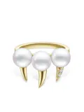 TASAKI 18kt yellow gold Collection Line Danger Fang pearl ring