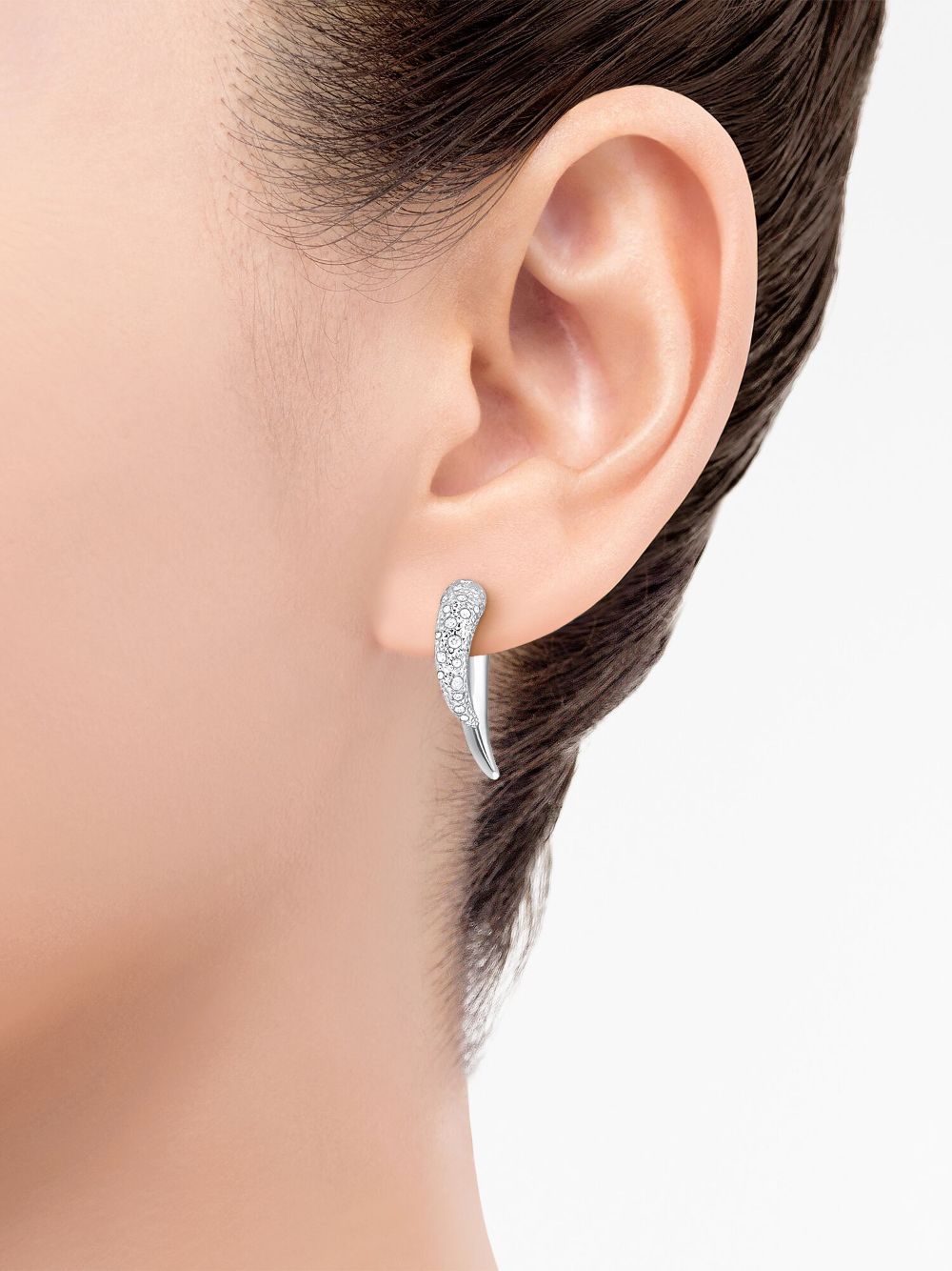 Shop Tasaki 18kt White Gold Collection Line Danger Horn Diamond Earrings In Silver