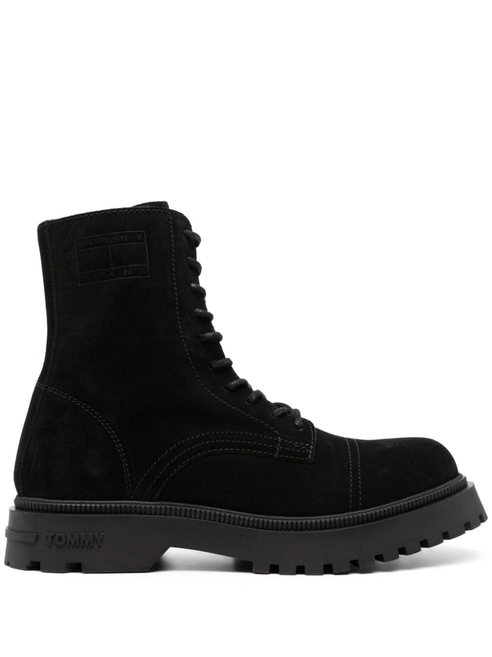 Tommy Jeans Lace-up Suede Boots In Black