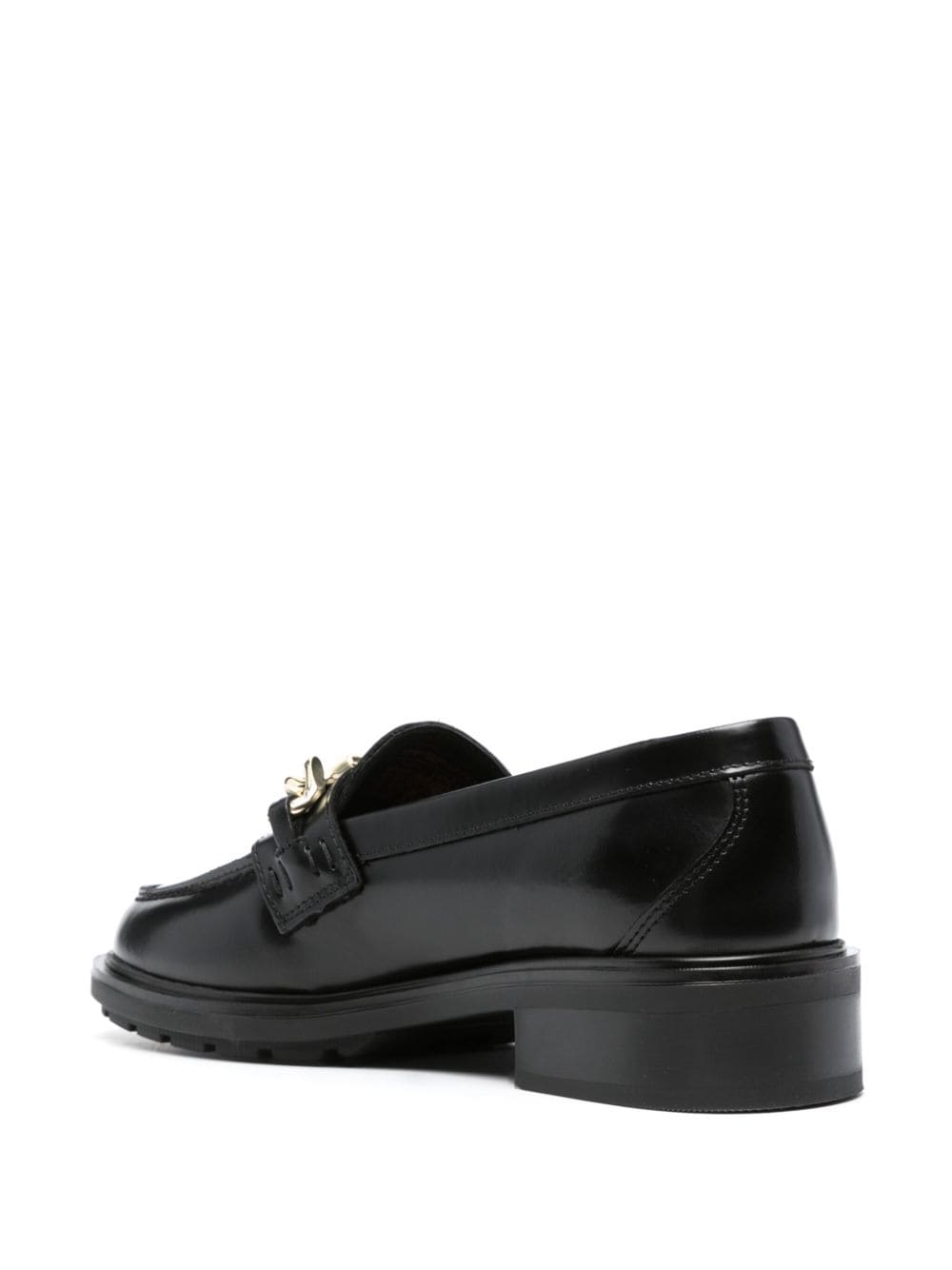 Shop Tommy Hilfiger 30mm Chain-trim Leather Loafers In Black