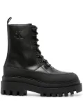 Calvin Klein Jeans logo-debossed leather boots - Black