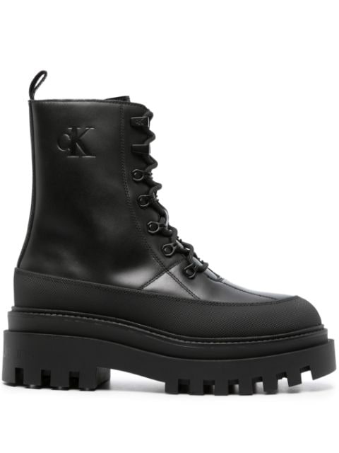 Calvin Klein Jeans logo-debossed leather boots